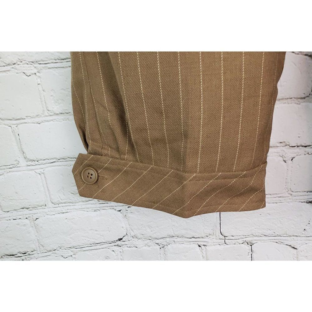 Ann Taylor Loft Marisa Cropped Pant Dress Brown Wool Blend Size 2P Striped - Picture 6 of 12